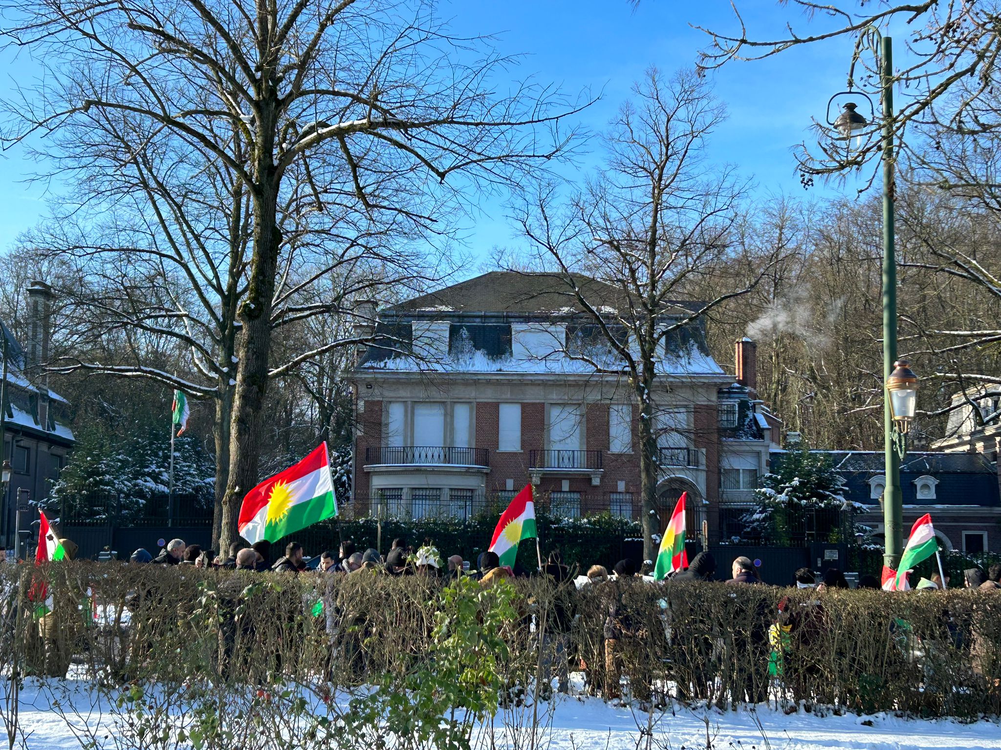 Kurdish protesters in Europe condemned the Iran missile attack on Erbil, Jan. 20, 2024. (Photo: Kurdistan24)